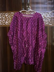 Purple Glazed Shining Printed Kurta