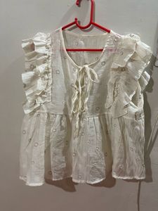 Boho White Eyelet Ruffle Top