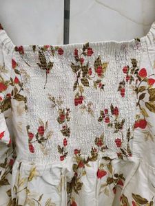 White Strawberry Print Mini Dress