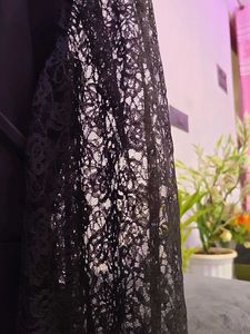 Elegant Black Lace Sleeve Wrap Dress