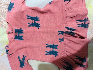 Cute Pink Cat Print Top