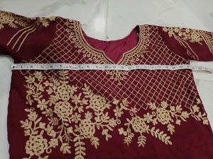 Elegant Embroidered Maroon gown with dupatta xxl