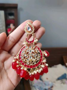 Stunning Red &amp; Gold Dangle Earrings