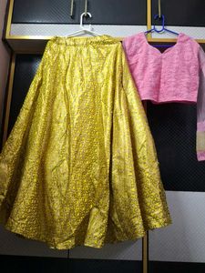 Yellow Golden Ethnic Skirt💛🩷