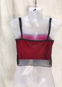 Sheer Mesh Crop Top with Bow Detail