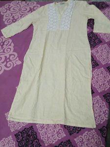 Max Yellow Striped Lace kurta