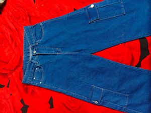 stylish Blue Denim Cargo Jeans