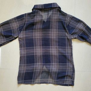 Classic Plaid Sheer Button-Up Shirt