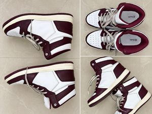 High-Top Sneakers - Burgundy & White