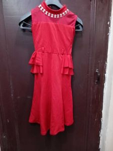 red embellishments dress