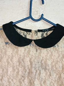 ZARA Sheer Lace Top Peter Pan Collar