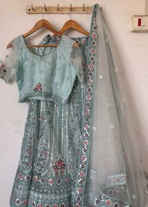Sequined Lehenga Choli Set 🩵