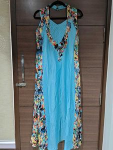 Blue Printed Gown