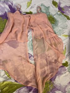 Stylish Dusty Pink Layered High-Low Top