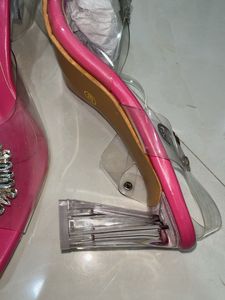 Rhinestone Clear Strap Glass Heels