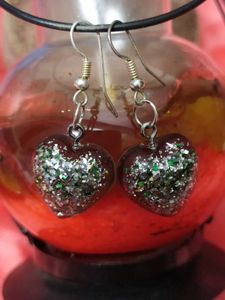 Sparkly Heart Drop Earrings