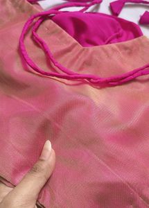 Pink Silk and net Blouse + navy blue blous