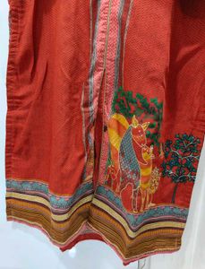 BIBA Yellow &amp; Red Floral Print Kurti