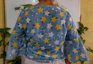 Floral Print Tie-Front Blouse