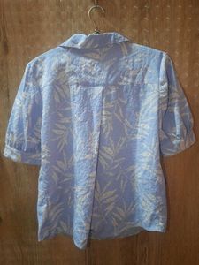 Zudio Light Blue Leaf Print Button-Up Shirt
