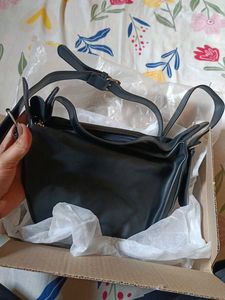 Chic Black Faux Leather Crossbody Bag