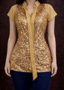 Y2K Sparkling Gold Sequin Top✨✨