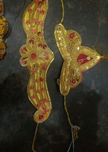 Exquisite Gold &amp; Red Embellished Ethnic Accessory