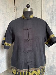 Black Ethnic Kurta with Golden Border