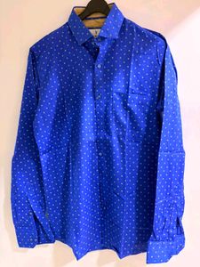 Men's Blue Dotted Long Sleeve Shirt