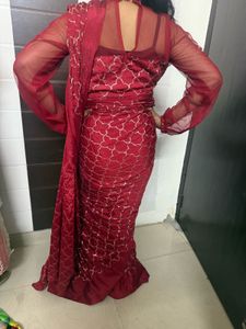 beautiful designer saree with heavy work