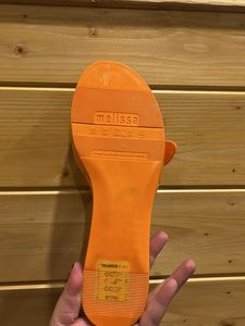 Melissa Orange Flip Flops with Bow Accent
