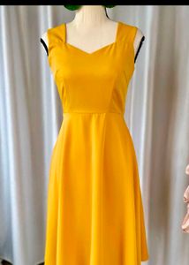 Vibrant Yellow Fit &amp; Flare Dress