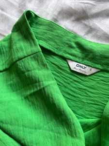 Lime Green Ruched Midi Skirt