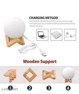 Moon Lamp with Wooden Stand