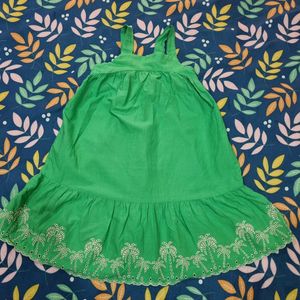 Bright Green Embroidered Summer Dress