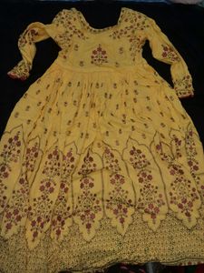 YELLOW ANARKALI SUIT WITH PALAZO