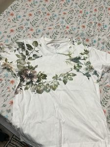 White Floral Print T-Shirt