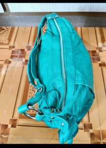 Teal Leather Shoulder Bag
