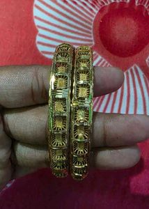 Elegant Gold Bangles with Rhinestones
