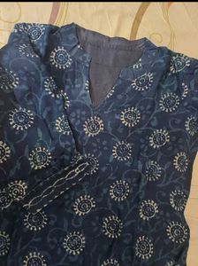 Blue Printed Cotton Salwar Suit