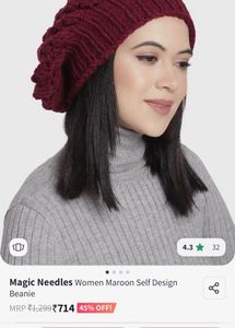 Unisex Maroon Knit Bucket Hat