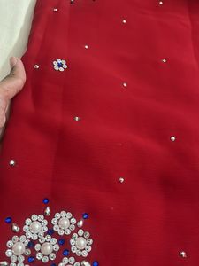 Red Embellished Saree