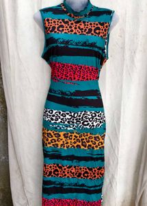 Chic Sleeveless Animal Print Dress