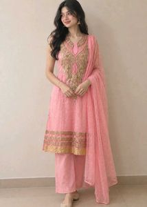 Elegant Pink Embroidered Kurta Set