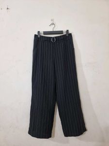 00176 Striped Pants with Buckle Detail