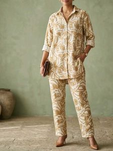 Vintage Printed Shirt and Pants Set