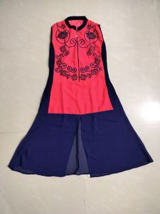 Chiffon Fancy Party Wear Red Colour Kurti