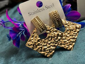 Hammered Gold Geometric Statement Earrings