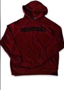 Maroon Hoodie with "NEW ANGELS" Graphic