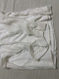 White Sheer Blouse with Lace Trim